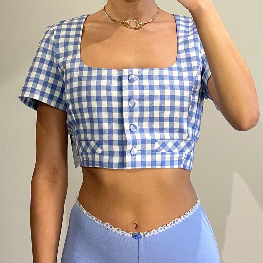 Blue and White Crop Top